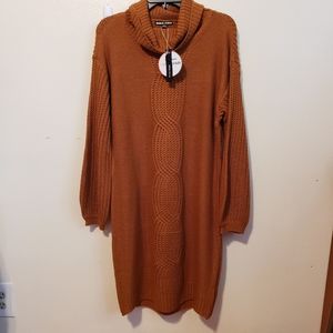 Moral Fiber ribbed cowl neck long sleeve dress NWT